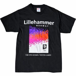 Vintage Lillehammer 1994 Olympic Winter Games T-Shirt Medium Black